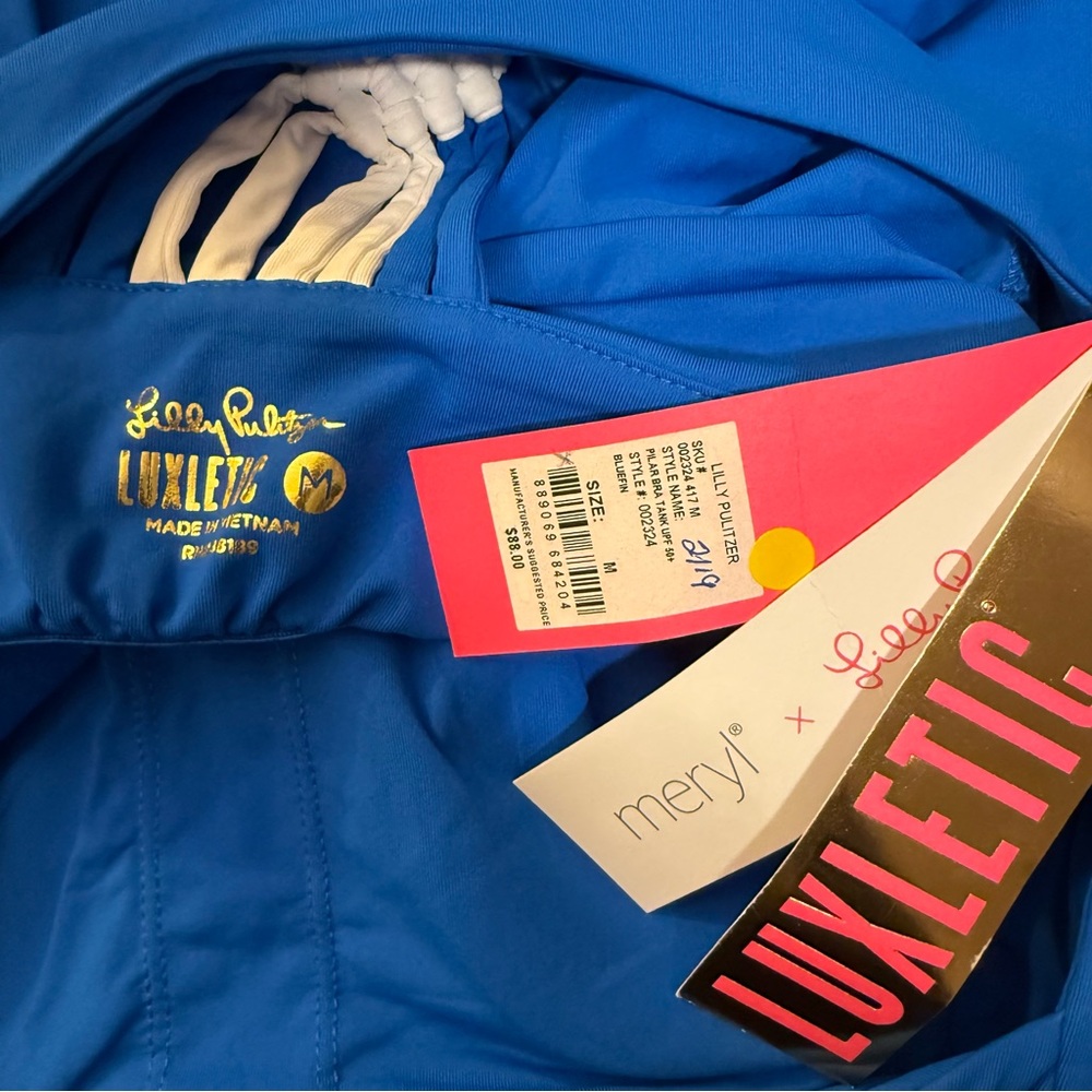 NWT Lilly Pulitzer Luxletic Pilar Bra Tank UPF 50 in Bluefin - Picture 6 of 7